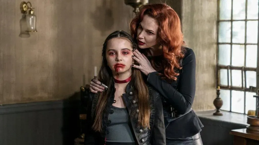 Laura Mennell and Hannah Cheramy in Van Helsing. 