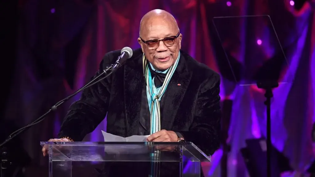 Quincy Jones speaks onstage during the Pre-GRAMMY Gala (Frazer Harrison/Getty Images)