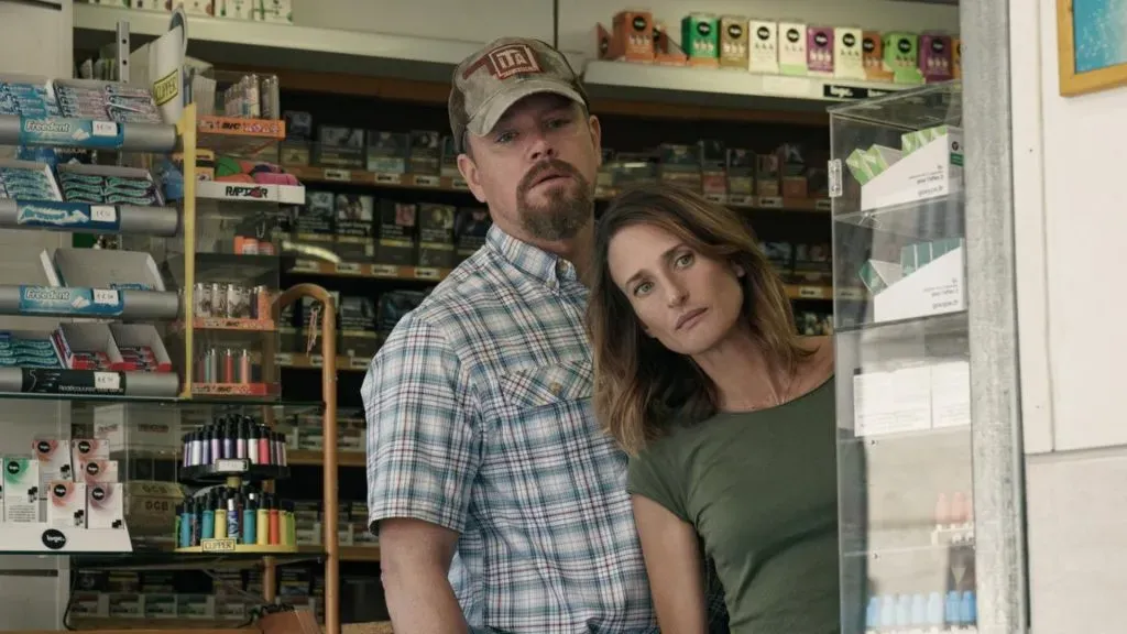 Matt Damon and Camille Cottin in Stillwater.