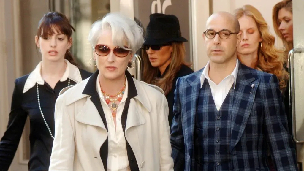 Meryl Streep, Stanley Tucci, Anne Hathaway, Jimena Hoyos and Rebecca Mader in The Devil Wears Prada. (Source: IMDb)