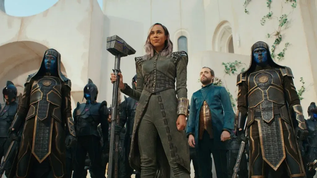Zawe Ashton and Daniel Ings in The Marvels. (Source: IMDb)