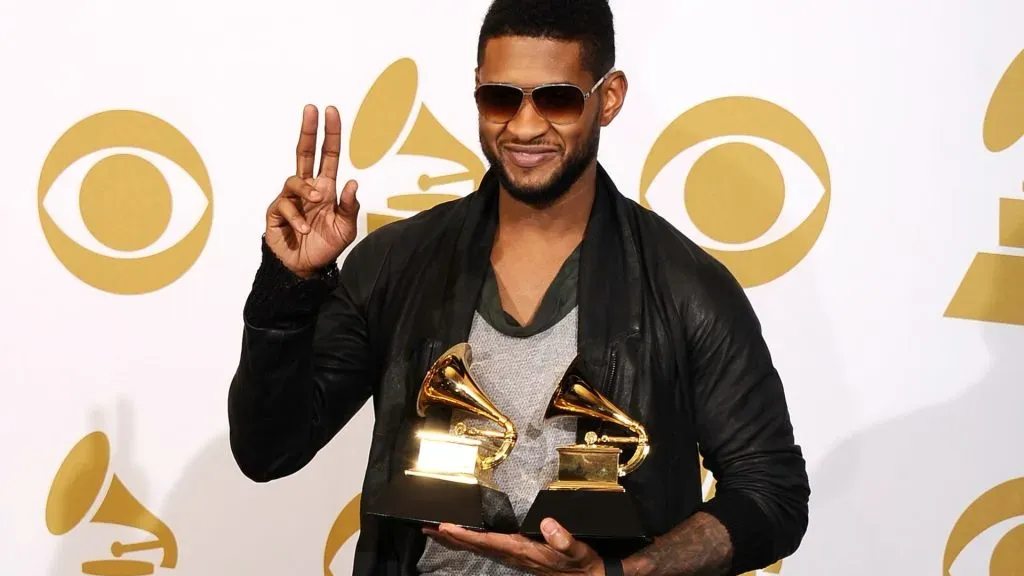 Usher poses in the press room at The 53rd Annual GRAMMY Awards. (Source: Kevork Djansezian/Getty Images)