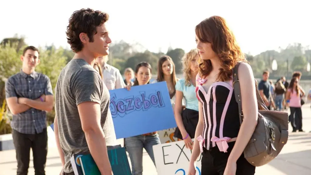 Penn Badgley and Emma Stone in “Easy A” (IMDb)