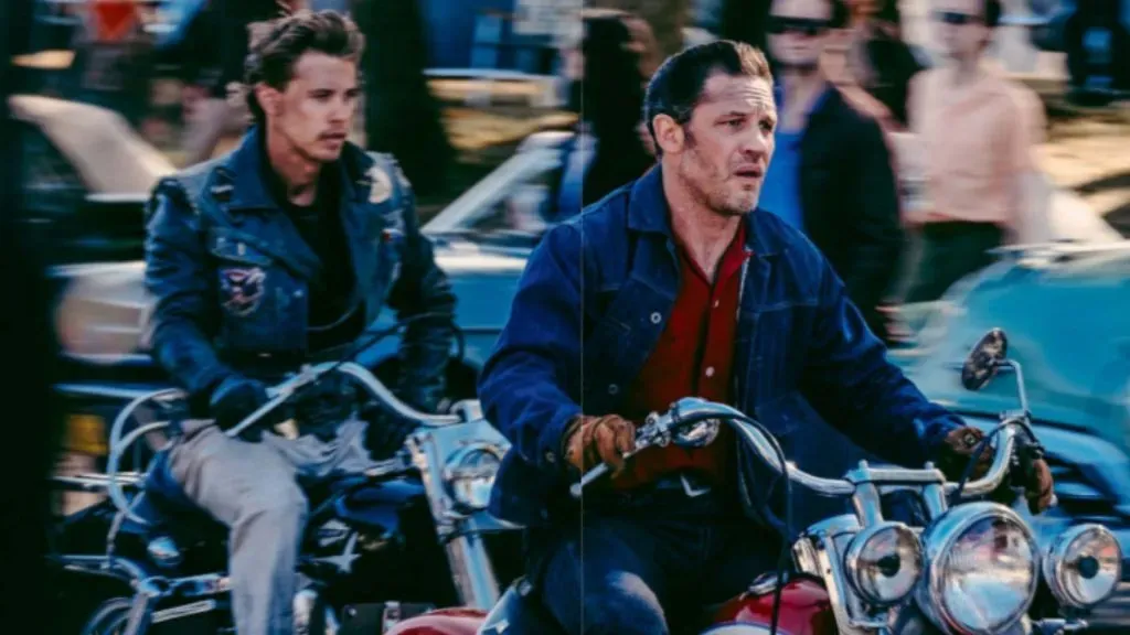 Tom Hardy and Austin Butler in The Bikeriders. (Source: IMDb)