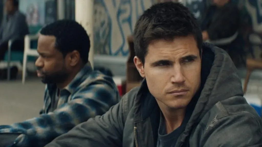 Jai Jai Jones and Robbie Amell in Code 8. (Source: IMDb)