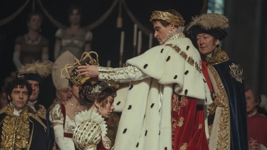 Joaquin Phoenix, Scott Handy and Vanessa Kirby in Napoleon. (Source: IMDb)