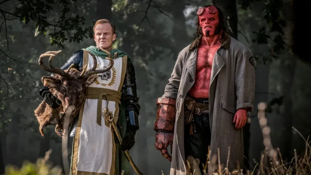 Alistair Petrie and David Harbour in Hellboy. (Source: IMDb)