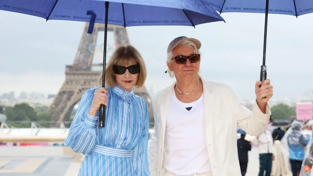 Anna Wintour and Baz Luhrmann attend the red carpet ahead of the opening ceremony of the Olympic Games. (Source: Matthew Stockman/Getty Images)