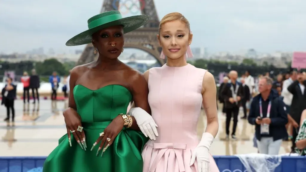 Cynthia Erivo and Ariana Grande attend the red carpet ahead of the opening ceremony of the Olympic Games. (Source: Matthew Stockman/Getty Images)