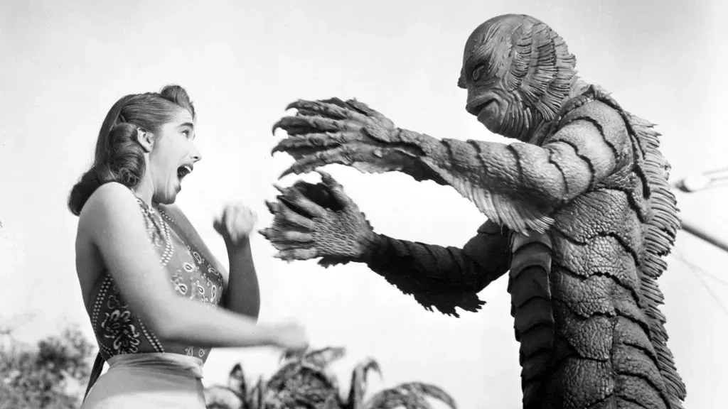 Julie Adams and Ben Chapman in “Creature from the Black Lagoon”. (Source: IMDb)