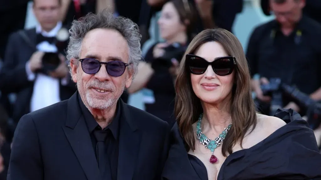 Tim Burton and Monica Bellucci attend a red carpet for “Beetlejuice Beetlejuice” during the 81st Venice International Film Festival at on August 28, 2024 in Venice, Italy. (Source: Andreas Rentz/Getty Images)