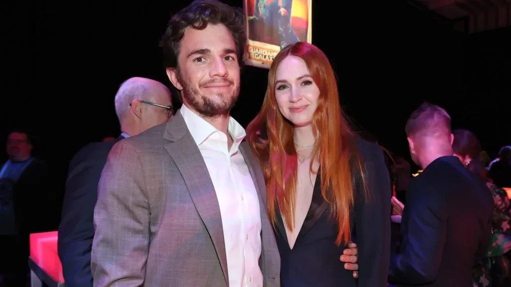 Nick Kocher and Karen Gillan attends the Guardians of the Galaxy Vol. 3 World Premiere at the Dolby Theatre in Hollywood, California on April 27, 2023. (Source: Rich Polk/Getty Images for Disney)