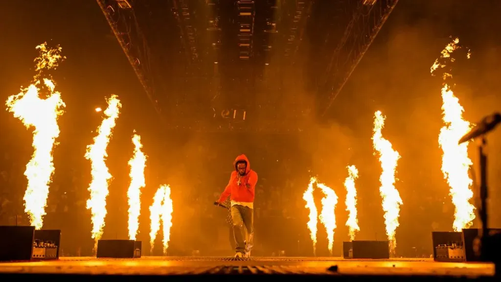 Kendrick Lamar performs onstage during The Pop Out – Ken & Friends Presented by pgLang and Free Lunch at The Kia Forum on June 19, 2024 in Inglewood, California. (Source: Timothy Norris/Getty Images for pgLang, Amazon Music, & Free Lunch)