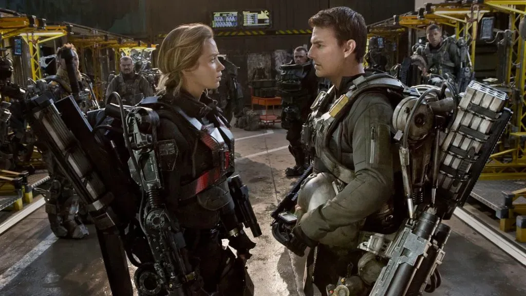 Emily Blunt and Tom Cruise in “Edge of Tomorrow”. (Source: IMDb)