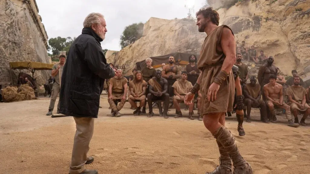 Ridley Scott and Paul Mescal in Gladiator II. (Source: IMDb)