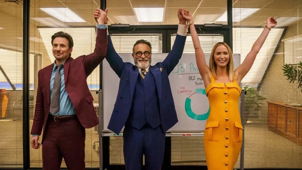 Chris Evans, Andy Garcia y Emily Blunt en El Negocio del Placer.