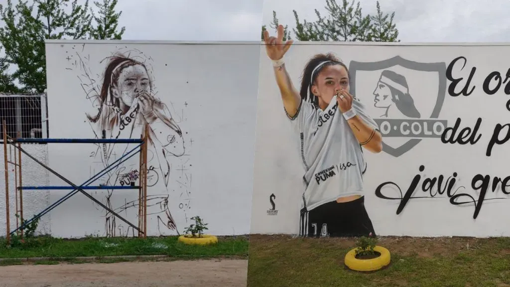 El antes y el después en el mural de Javiera Grez en Lontué | Fotos: Cedidas a DaleAlbo