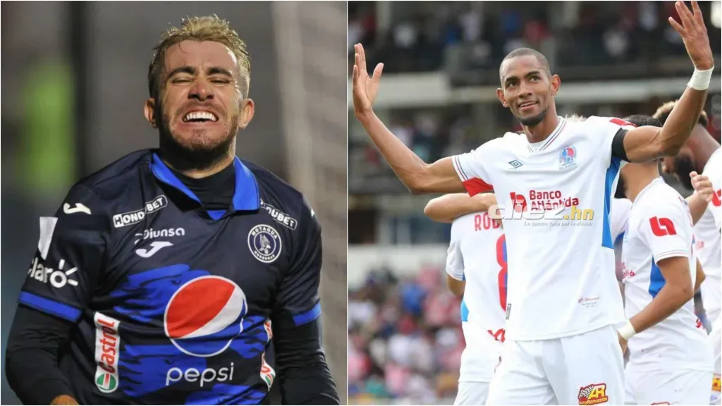 Agustín Auzmendi y Yerry Begntson compiten por ser el goleador del Apertura 2023 con 16 y 12 goles, respectivamente. (Foto: El Heraldo y Diez)