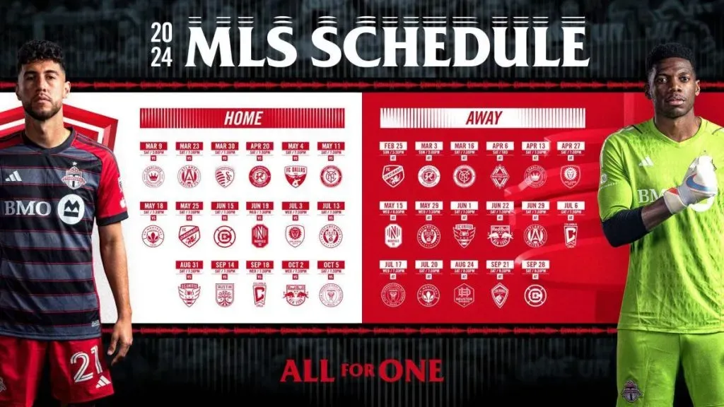 Calendario oficial para el 2024 del Toronto FC en la MLS