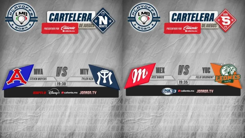 Cartelera para el 21 de agosto en los playoffs 2024 de la LMB