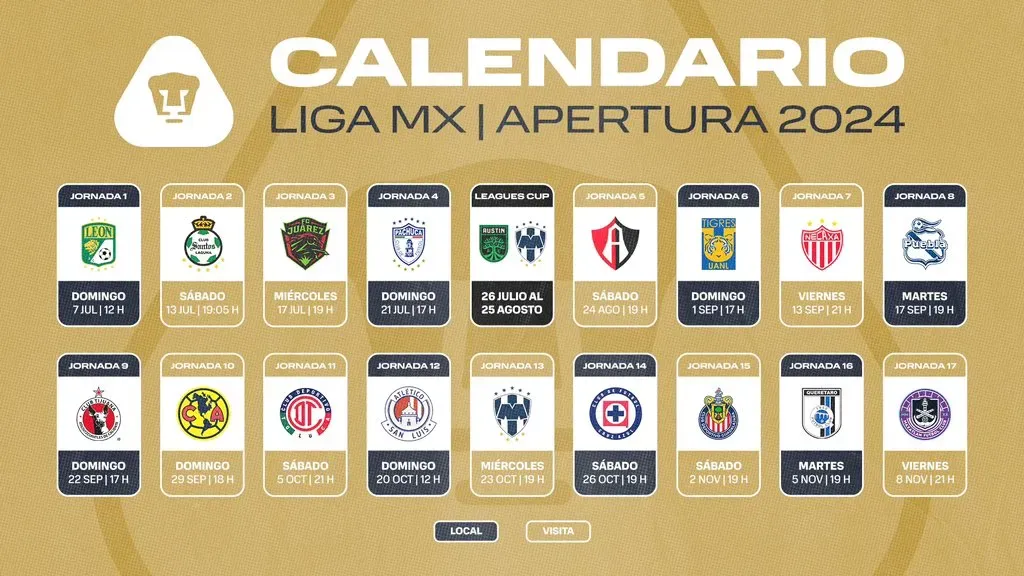 Así luce el calendario de Pumas – @PumasMX