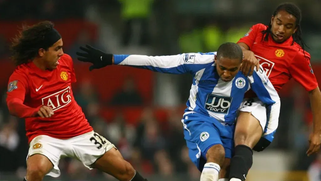 Tevez y Anderson, juntos en el Manchester United. (Getty)