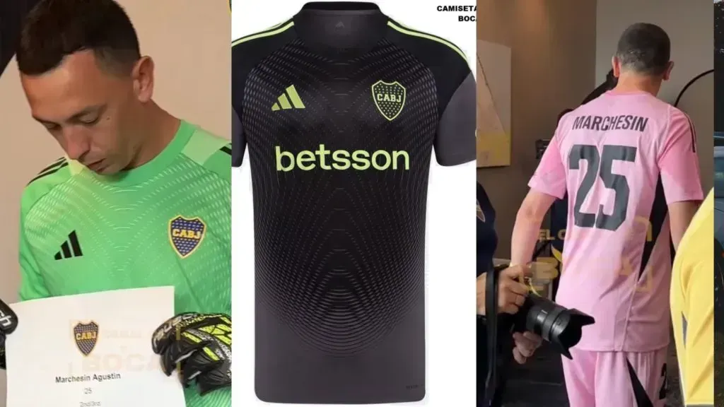 Las tres equipaciones para los arqueros de Boca.
