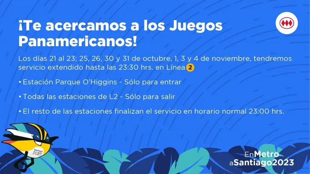 Metro de Santiago informa vía Twitter.