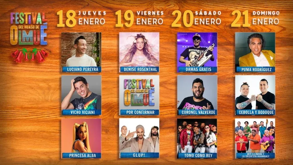 El Festival de Olmué dio a conocer a casi todos los artistas y comediantes que estarán en el evento en enero del 2024. Foto: TVN