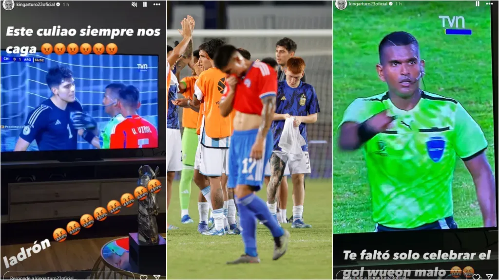 Estos fueron los mensaje de Arturo Vidal contra el árbitro Alexis Herrera. Foto: Instagram/Photosport.