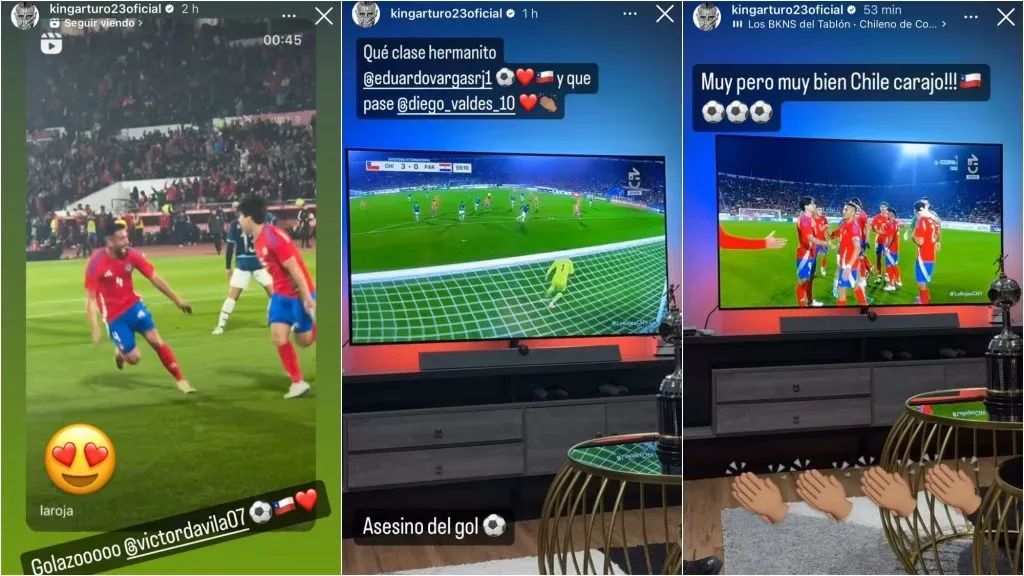 Arturo Vidal disfrutó con el triunfo de Chile ante Paraguay esta noche. Foto: Instagram.
