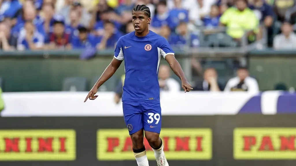 PHILADELPHIA, PENNSYLVANIA – JULY 22: Andrey Santos #39 of Chelsea in action during a pre season friendly match against the Brighton & Hove Albion on July 22, 2023 in Philadelphia, Pennsylvania. (Photo by Adam Hunger/Getty Images)