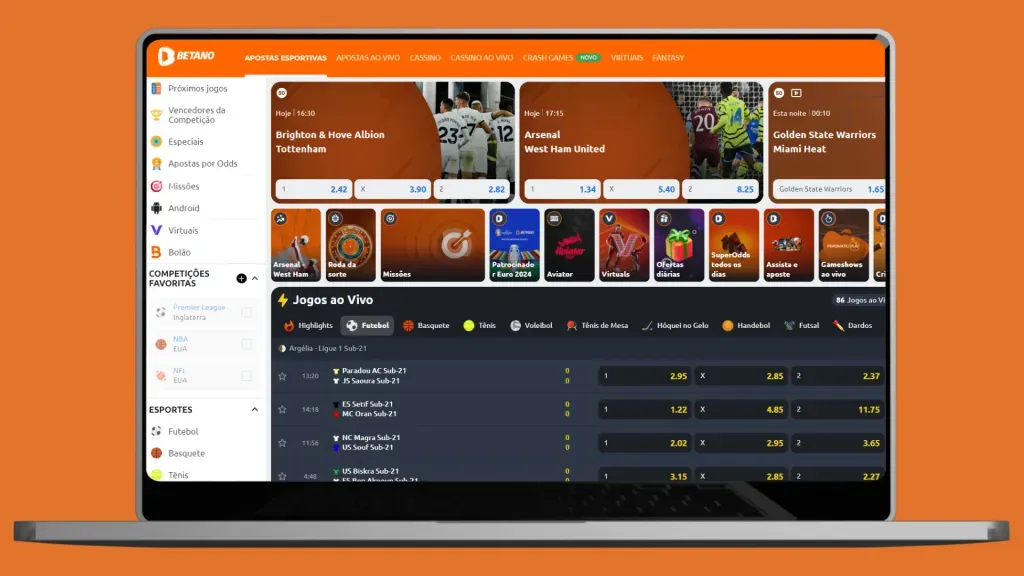 A Betano possui uma série de modalidades de apostas online.