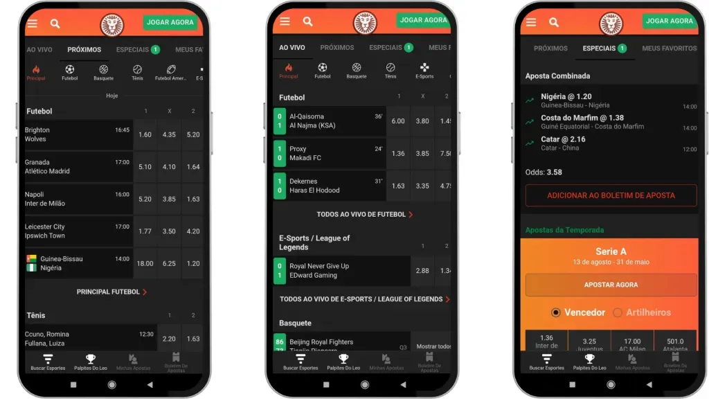 É fácil fazer apostas esportivas usando o LeoVegas app. Reprodução/ Aplicativo LeoVegas.