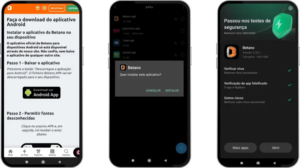 Passo a passo de como baixar o aplicativo da Betano Android.