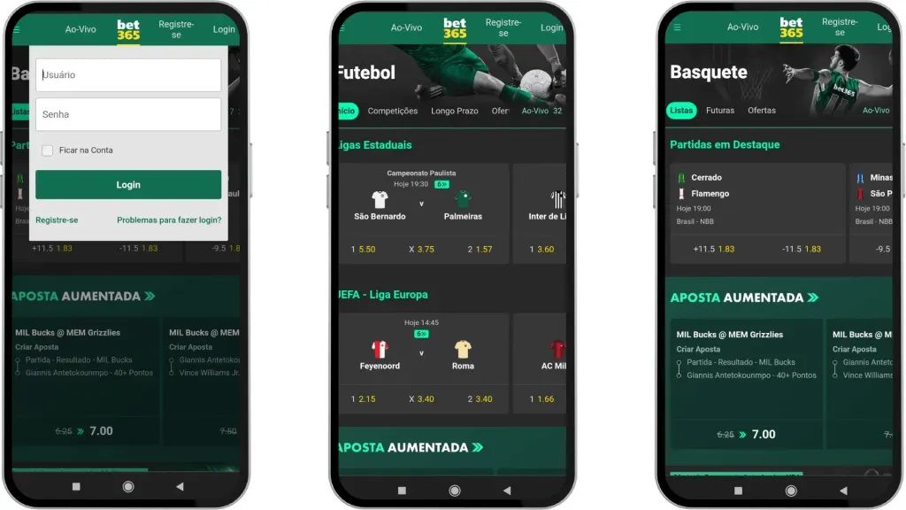 Além do bet365 app, usuários também podem acessar a versão mobile do site. Reprodução/bet365.