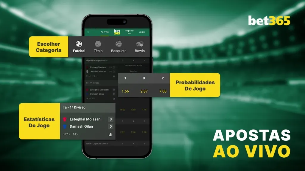 As apostas ao vivo são recomendadas para jogadores experientes, que têm facilidade em interpretar as odds bet365. Reprodução/bet365.