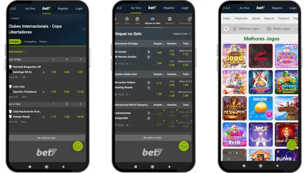 Usuários podem fazer suas Bet7 apostas usando o aplicativo para Android ou o site  móvel.