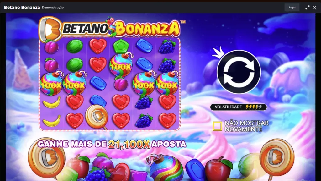 Betano Bonanza é um slot exclusivo da operadora tematizado com doces e frutas.