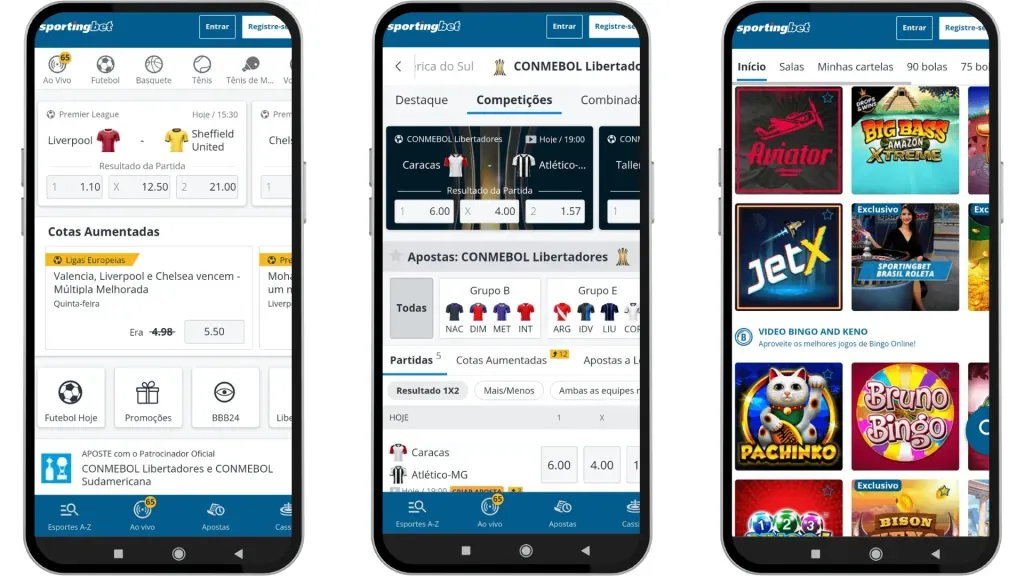 Tanto o aplicativo quando o site móvel da Sportingbet oferecem recursos completos para uma boa experiência de apostas online. Reprodução/Sportingbet.