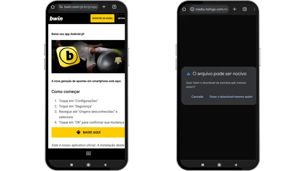 O bwin app para Android pode ser baixado no site da casa de apostas.