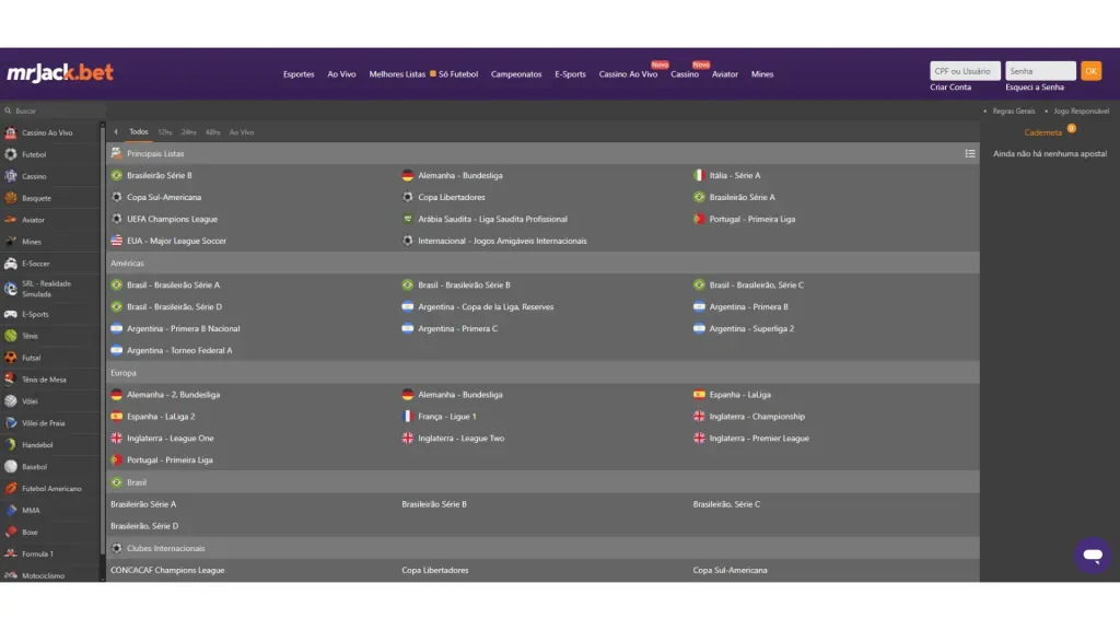 As apostas esportivas têm espaço de destaque na Mr.Jack bet.