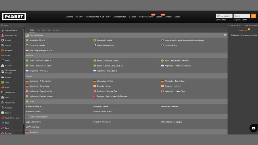 Com um design intuitivo, a Pagbet Brasil facilita a navegação entre esportes e campeonatos disponíveis para apostas.