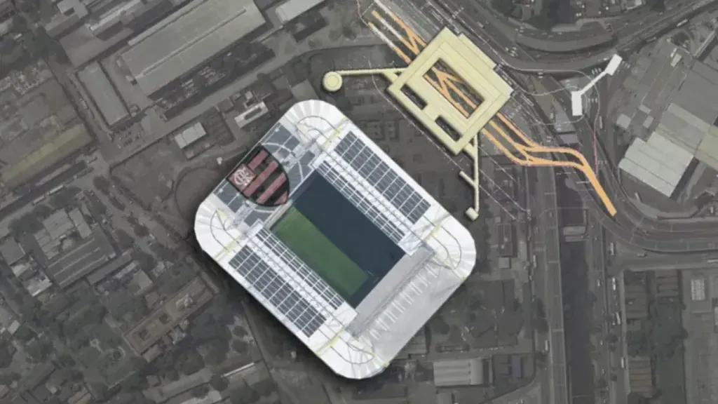 Projeto de estádio do Flamengo no Gasômetro — Foto: Prefeitura do Rio/Cdurp