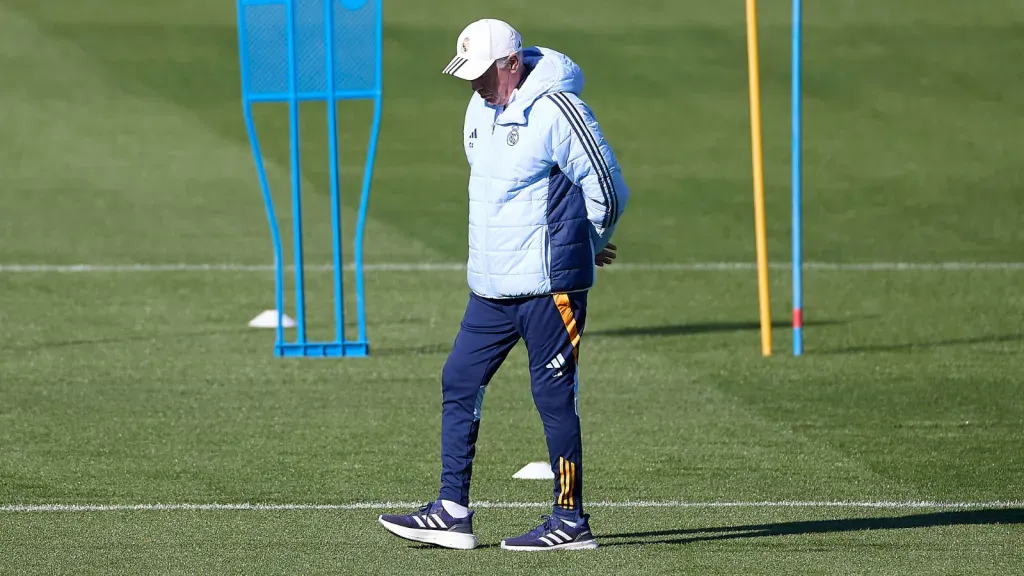 Ancelotti no treinamento do Real Madrid. Foto: IMAGO / ZUMA Press Wire