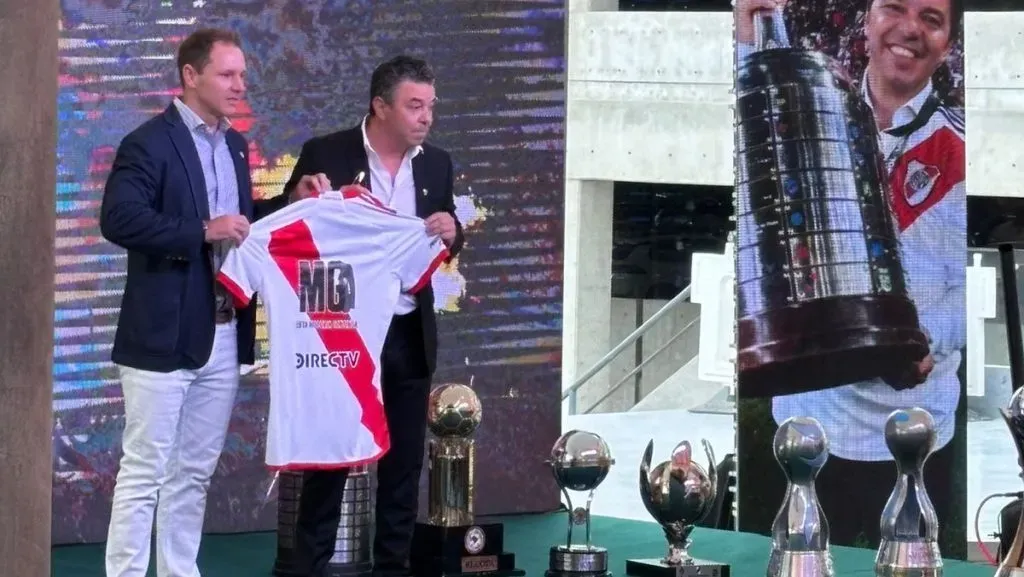 Marcelo Gallardo en su presentación en River.