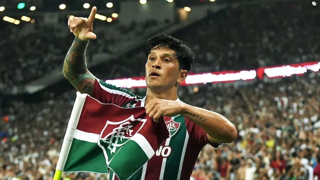 Germán Cano fazendo o L em comemoração ao gol – Foto: Divulgação/Fluminense FC