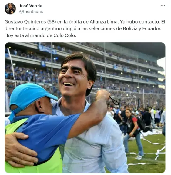 Gustavo Quinteros en la órbita de Alianza Lima. (Foto: X de José Varela)