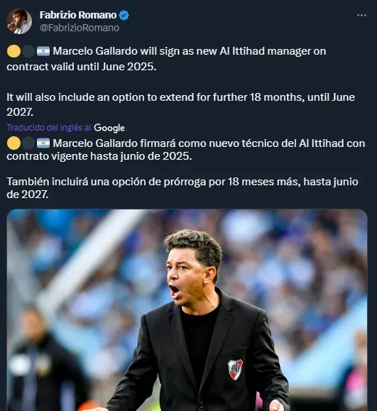 Los detalles sobre el contrato de Marcelo Gallardo con Al Ittihad