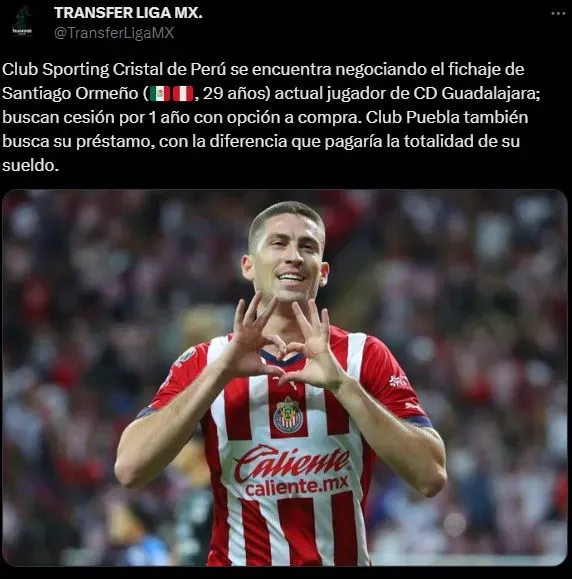 Información reciente sobre Santiago Ormeño. (Foto: Twitter).